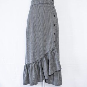 Zara Plaid Asymmetrical Ruffle Skirt